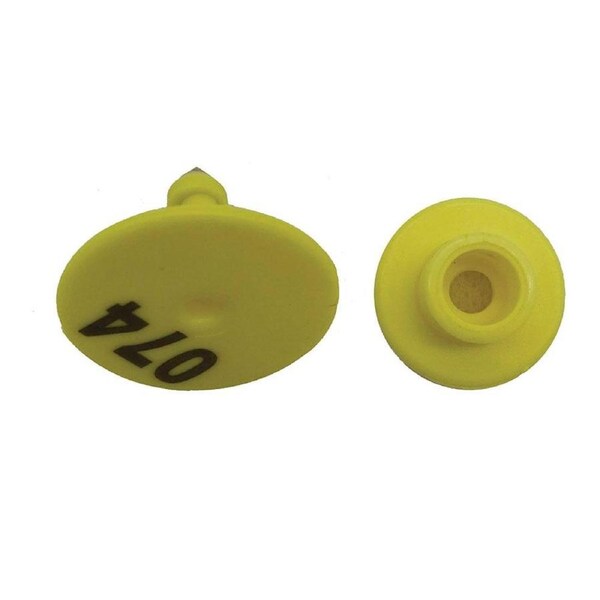 Round Yellow Cattle Ear Tags Set 1-100 for Livestock, Pigs, Sheep, Goats