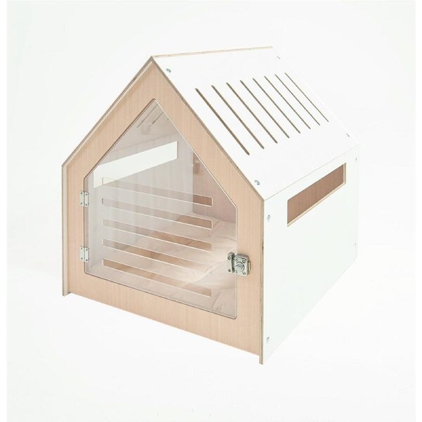 Modern Pet House Dog Crate with Acrylic Door & Cushion, 58x58x63 cm, Indoor Use