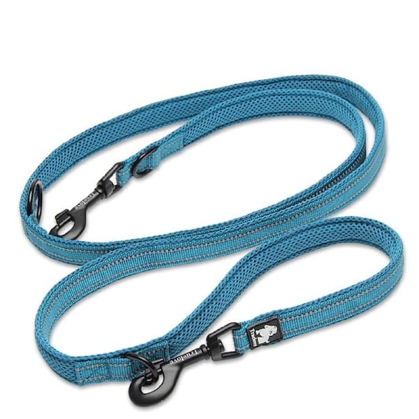 V188 Multi-function Dog Lead Blue S - 135cm/175cm, Soft Padded, Reflective