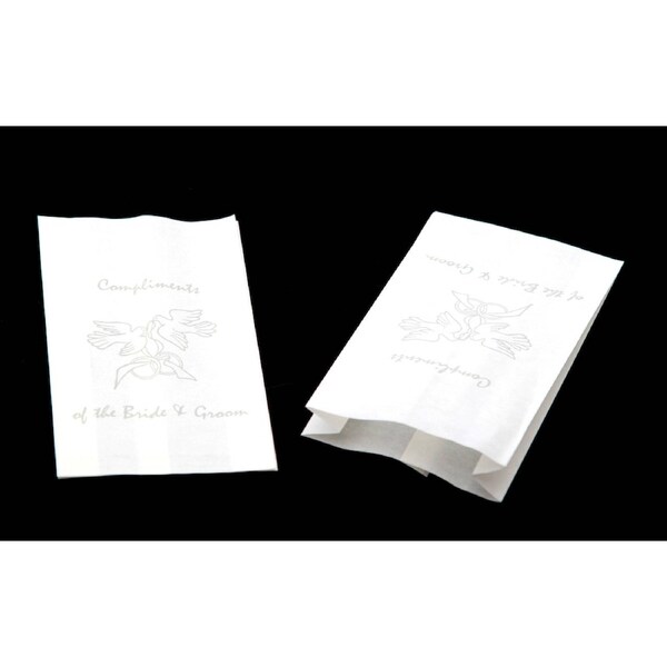 50 Pack Wedding Cake Bags Greaseproof Wax Paper Slice Take Home Favour Silver Doves