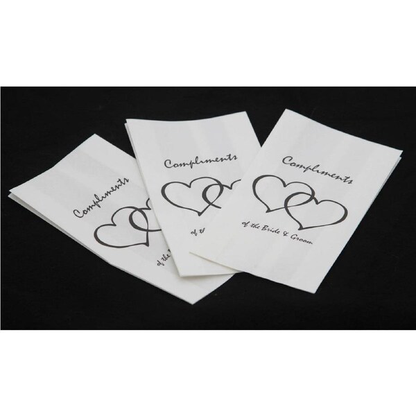 100 Pack Wedding Cake Bags Greaseproof Wax Paper Slice Take Home Favour Heart n Message