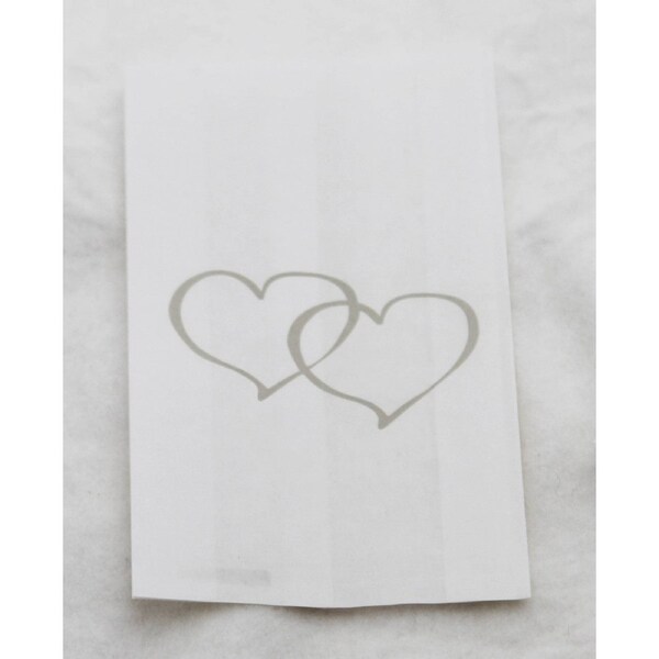 100 Pack Wedding Cake Bags Greaseproof Wax Paper Slice Take Home Favour Large Silver Heart