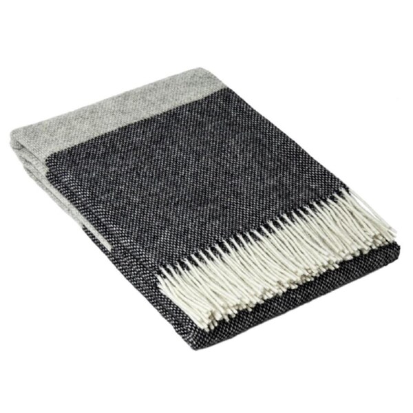 Brighton Throw Blanket - 100% New Zealand Wool, 140W x 200H cm, Monochrome