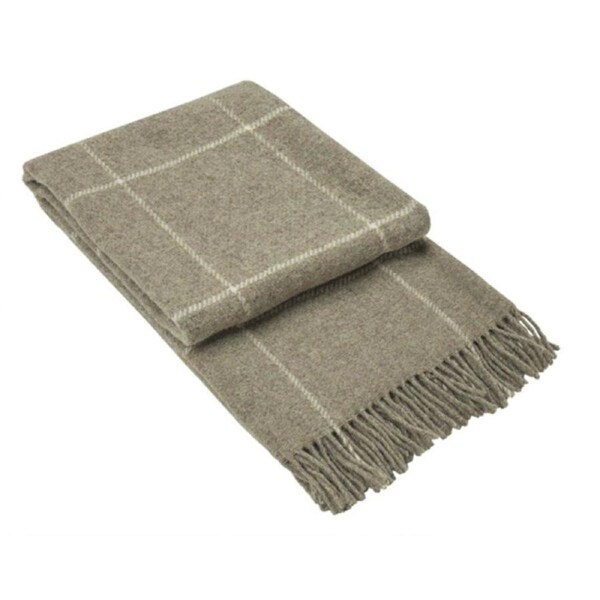 Brighton Throw Blanket - 100% New Zealand Wool, 140x200 cm, Beige Striped