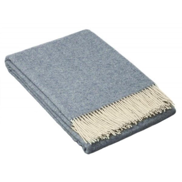 Hampton Throw Blanket - 140W x 200H cm - Merino Wool Blend - Blue