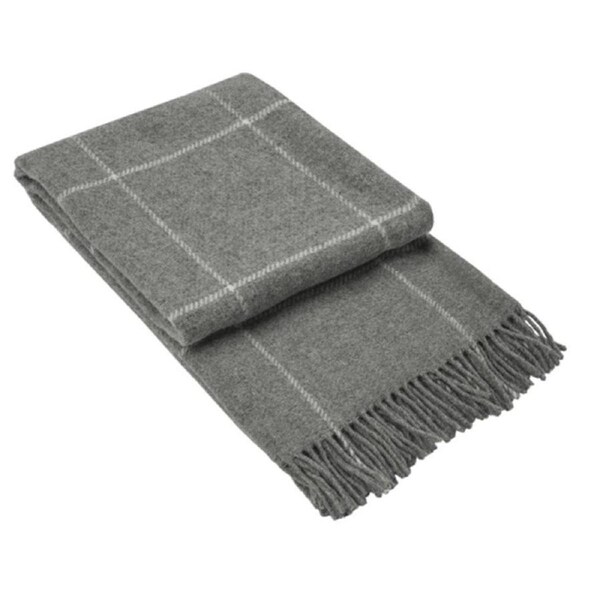Brighton Throw Blanket - 100% NZ Wool - 140W x 200H cm - Grey Striped