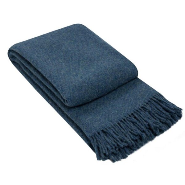 Brighton Throw Blanket - 100% NZ Wool, 140W x 200H cm, Navy, Ethically Sourced