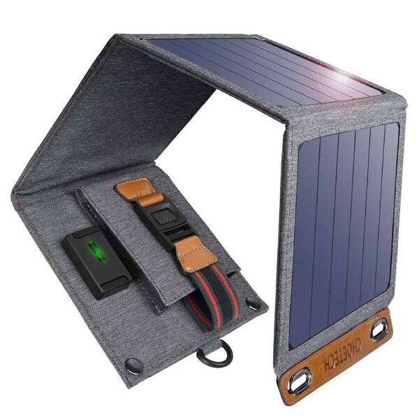 CHOETECH 14W USB Foldable Solar Charger, 5.8x6x2.1in, Waterproof, Smart Charging