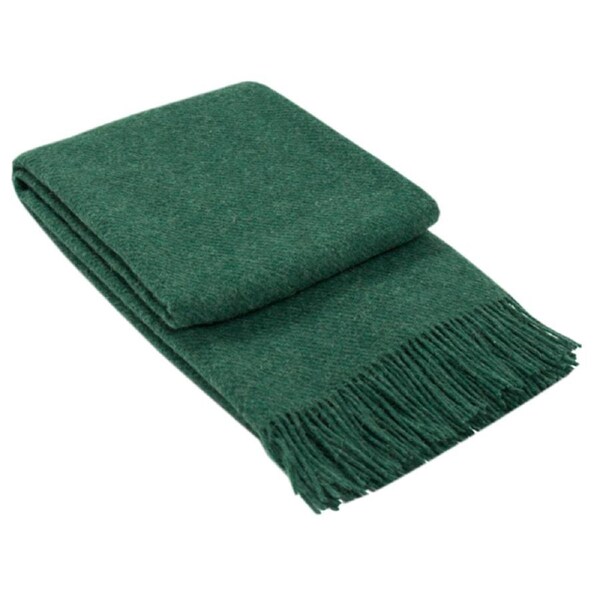 Brighton Throw Blanket - 100% NZ Wool - 140W x 200H cm - Emerald - Ethically Sourced