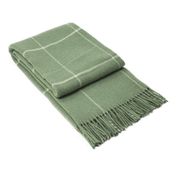 Brighton Throw Blanket - 100% NZ Wool, 140x200 cm, Sage Striped, Ethically Sourced