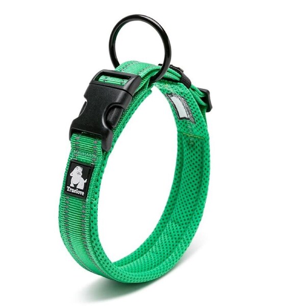 Heavy Duty Dog Collar Green L - Reflective, Safety Lock, Comfortable
