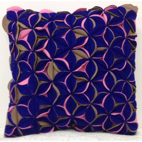 Amelie Cushion Cover 40cm x 40cm - Royal Blue & Pink 3D Textured Design