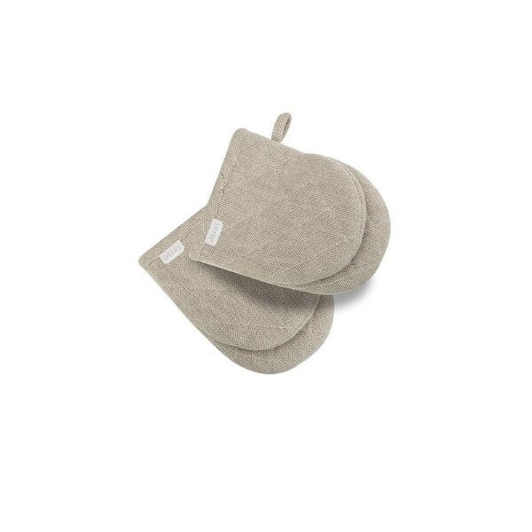 Rans Herringbone Charcoal Cotton Set of 2 Mini Oven Gloves - 18 x 33 cm