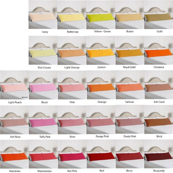 Artex 100% Cotton Body Pillowcase - 48 x 145 cm, Solid Colour Design, Soft