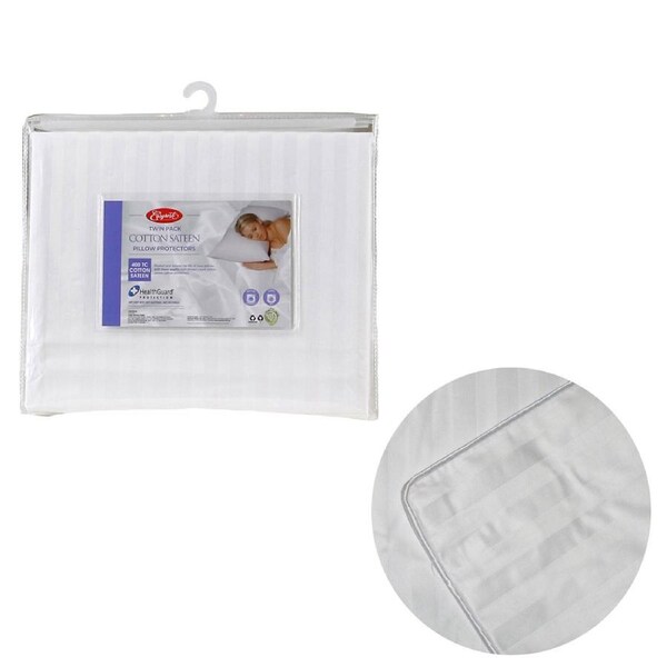 Easyrest 400TC Cotton Sateen Pillow Protectors, 2 Pack, Standard Size, Hypoallergenic