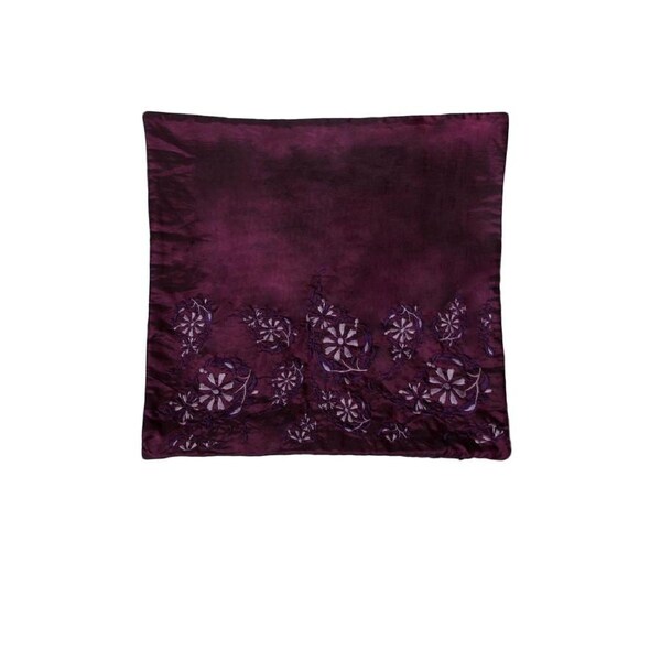 IDC Homewares Cushion Cover 43 x 43cm Emily Aubergine with Embroidery Design