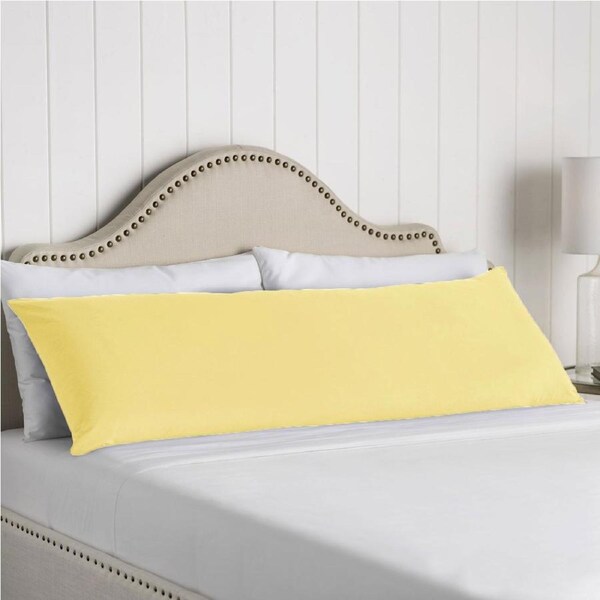 Artex 100% Cotton Body Pillowcase, Solid Colour, 48 x 145 cm, Buttercup