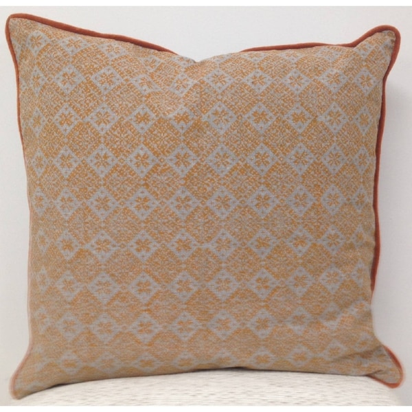 Azuk Orange & Grey Aztec Cushion Cover 50cm x 50cm with Velvet Piping
