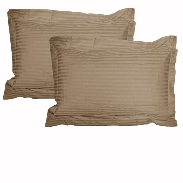 Accessorize Stripe Jumbo Pillowcases 325TC Cotton 55x80cm - Mocha, 2 Pack