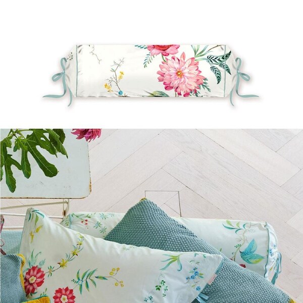 PIP Studio Floral Print Neck Roll Cushion 22x70 cm with Tie Closure