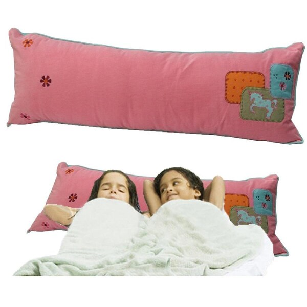 Happy Kids Double Pillow - 40cm x 110cm, Embroidered, Fun for Sleepovers