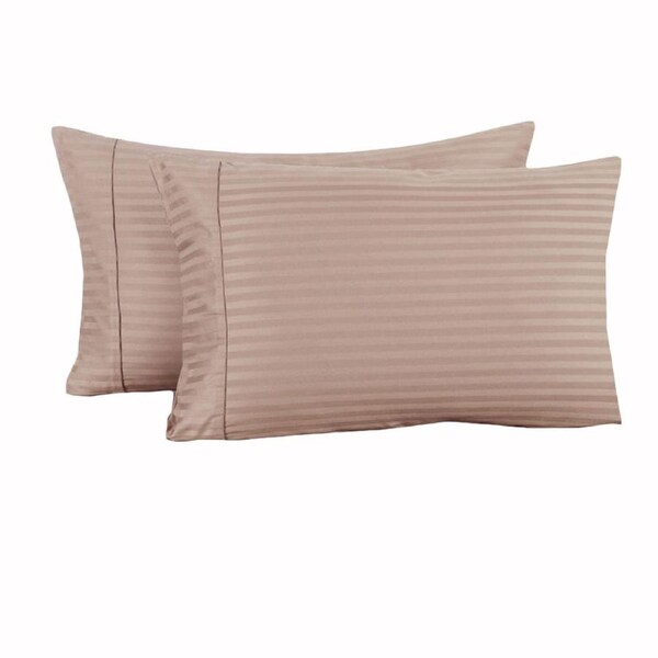 Accessorize Cuffed Pillowcases 325TC Striped Design 48 cm x 70 cm - Blush