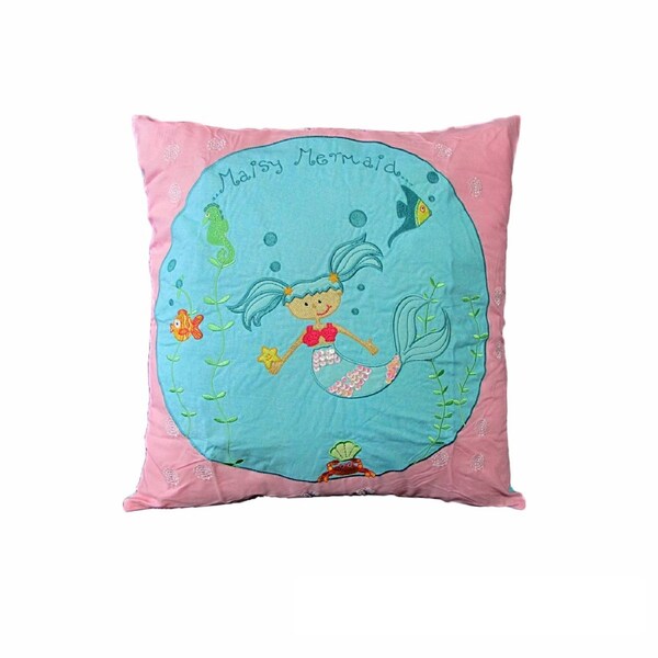 Happy Kids Mermaid Cushion 43x43 cm with Sequins and Embroidery Design