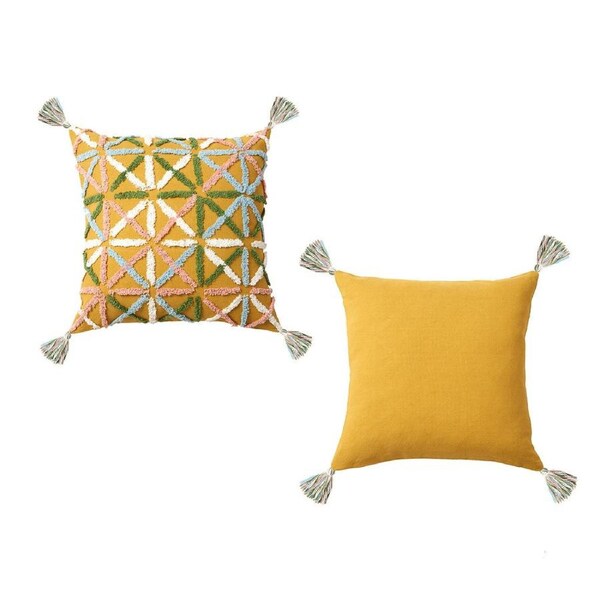Accessorize Adena Filled Square Cushion 45x45cm - Applique Design, Ochre