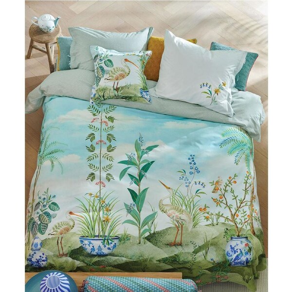 PIP Studio Jolie White Cotton Quilt Cover Set King - Landscape Print Design