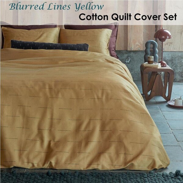PIP Studio Yellow Cotton Sateen Quilt Cover Set King - Diagonal Stripes