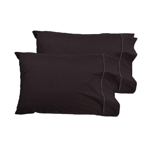 Grand Atelier 400TC Pima Cotton Queen Sized Pillowcases - Walnut, Embroidered