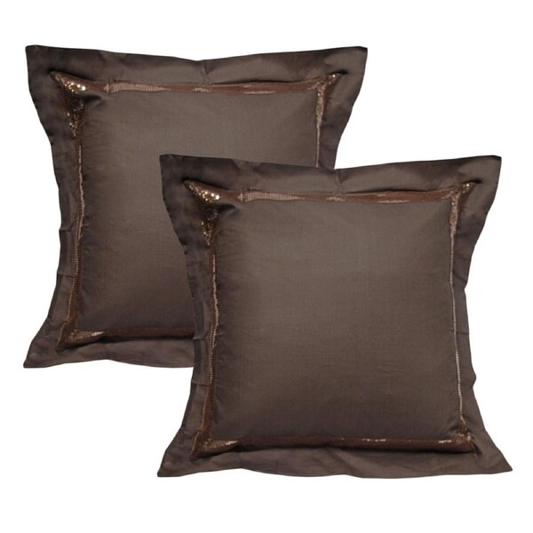 Accessorize Sequins Chocolate European Pillowcases 65 x 65 cm - 100% Cotton, Set of 2