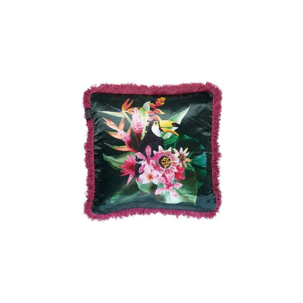 Bedding House Jungle Fever Pink Filled Cushion 45cm x 45cm - Fringe Style
