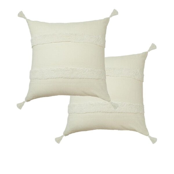 Accessorize Indra Cotton Tassel European Pillowcases 65 x 65 cm - Off White