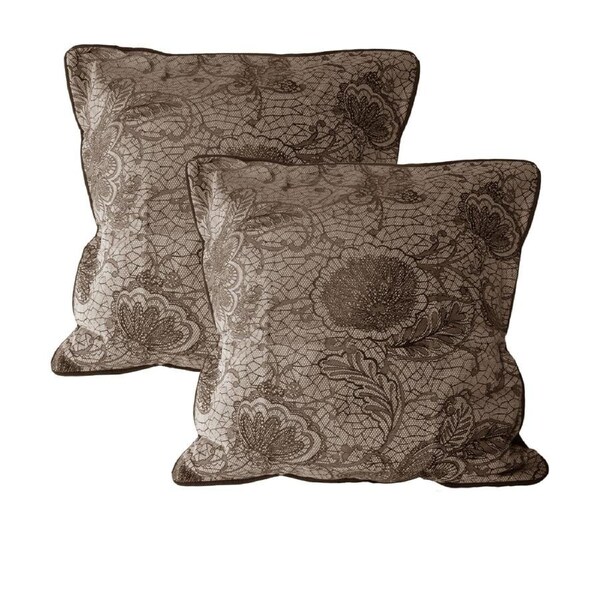 Accessorize Trudie Lace European Pillowcases 65 x 65 cm - Chocolate, Floral Design