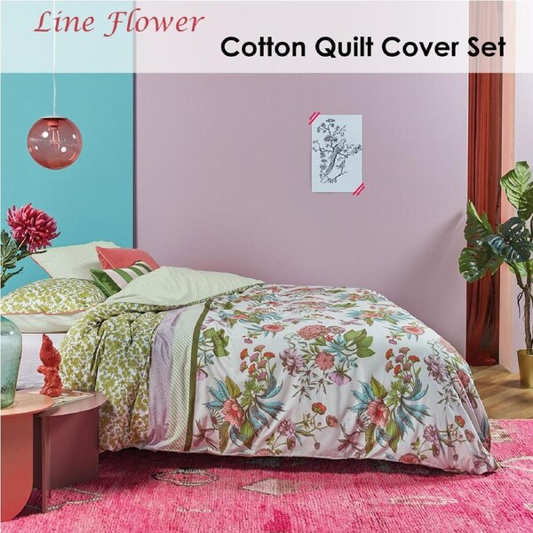 Oilily Cotton Sateen Quilt Cover Set King - Floral Print, 200 TC, Includes 2 Pillowcases