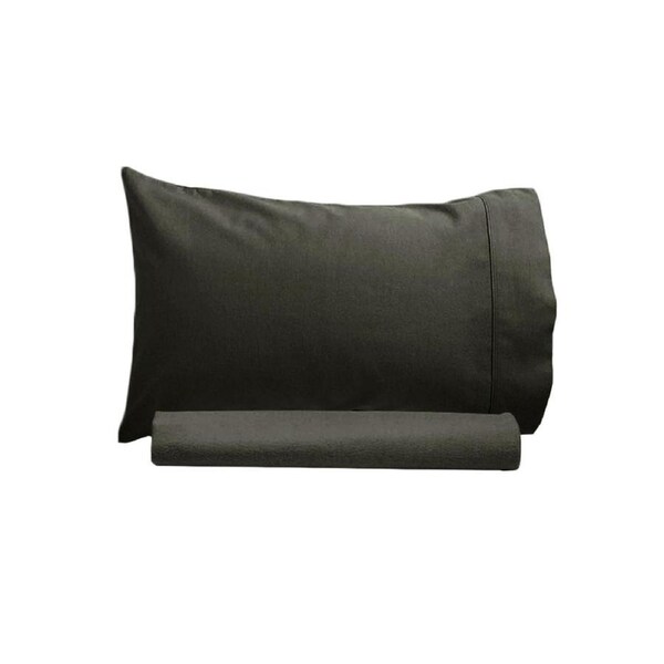 Artex 250TC 100% Cotton Sheet Set Single - Charcoal, Solid Colour Design