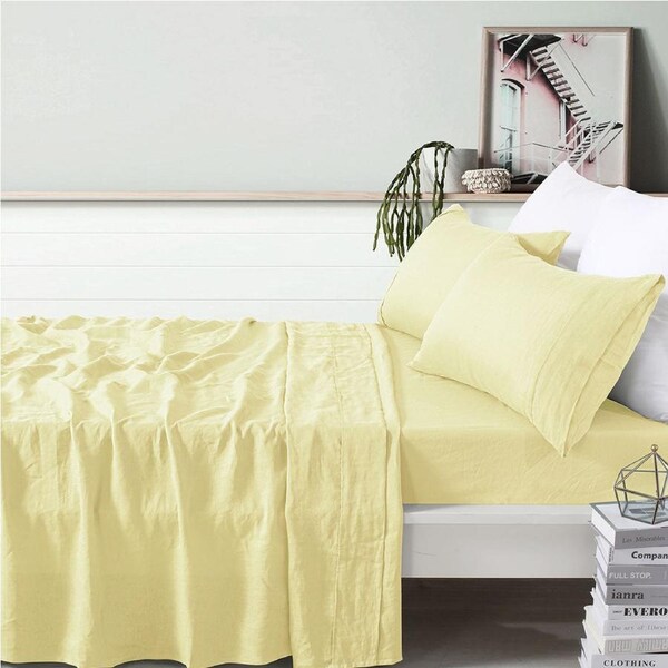 Vintage Design Homewares 100% Linen Butter Sheet Set - Single, Breathable & Cozy