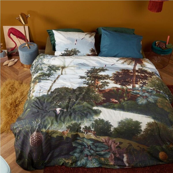 Bedding House Voyage Green Cotton Quilt Cover Set Queen - Botanical Landscape Print