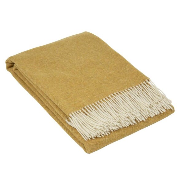 Hampton Throw Blanket - 140x200 cm - Merino Wool Blend - Ochre - Ethically Sourced