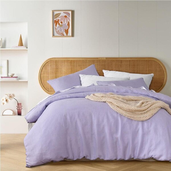 Vintage Design Homewares Lilac French Linen Quilt Cover Set Super King - 100% Linen