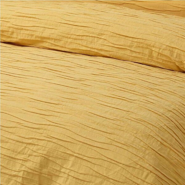 Vintage Design Homewares Malvern Ochre Cotton Quilt Cover Set Queen - Texture Design