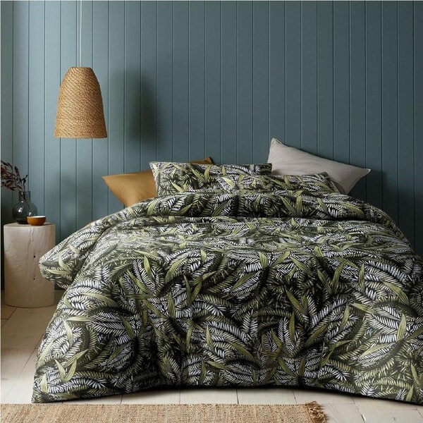 Accessorize Styx Washed Cotton Printed Quilt Cover Set King - Foliage Design