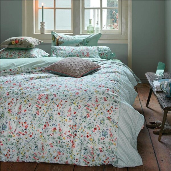 PIP Studio Midnight Garden White Cotton Quilt Cover Set King - Floral Print, Oxford Edge