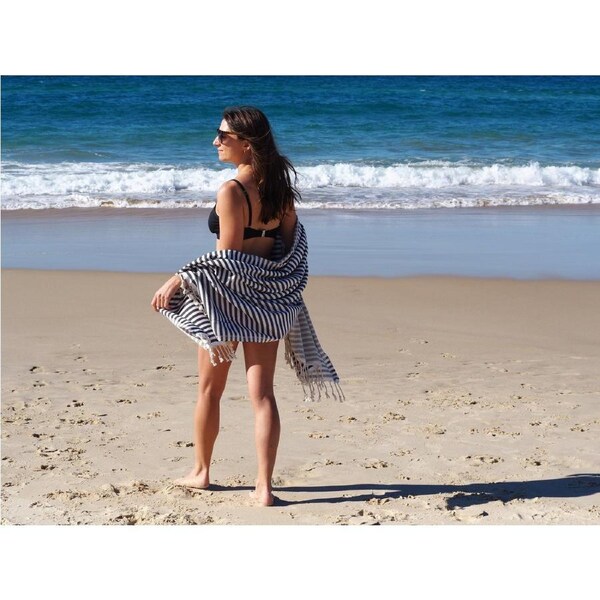 Portsea Pure Turkish Cotton Beach Towel - Quick Drying, 100 x 180cm, Midnight