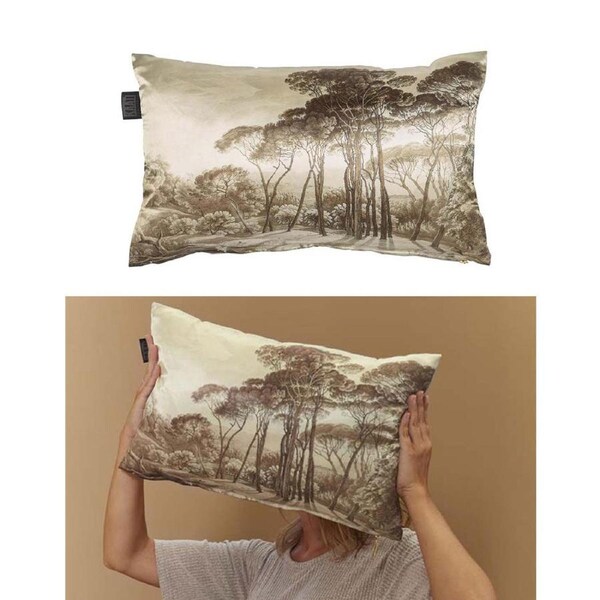 Bedding House Decorative Odetta Natural Oblong Cushion 30cm x 50cm, Landscape Print