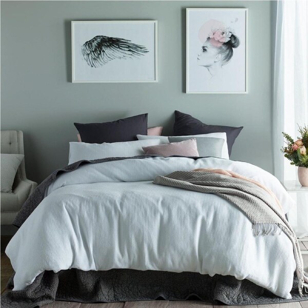 Accessorize Waffle White Cotton Quilt Cover Set Queen - Waffle Weave, Soft & Breathable