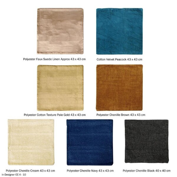 Designer Cushion Cover - Chenille & Solid - 43 x 43 cm - Zip Closure