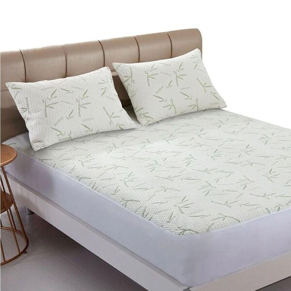 Alastairs Nature Basics Bamboo Waterproof Mattress Protector Queen - Antifungal, Antibacterial, Hypoallergenic