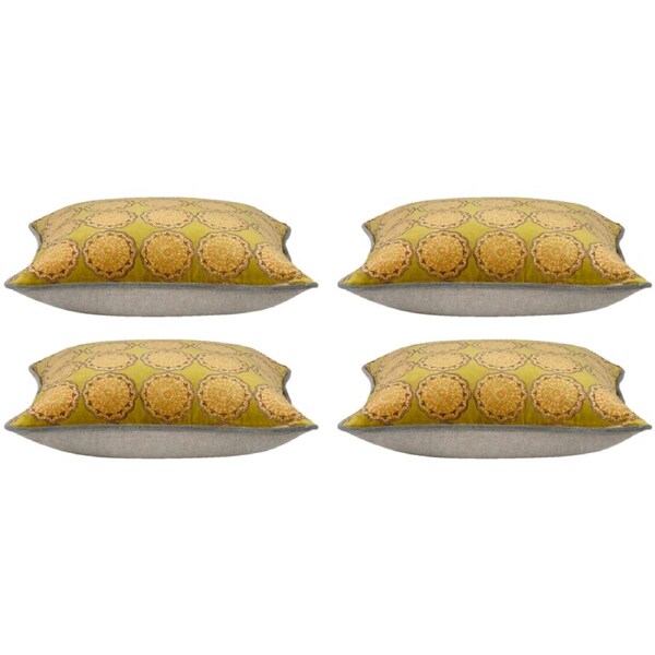 Duffy Mustard Square Cushion Covers - Pack of 4, 40cm x 40cm, Modern Design